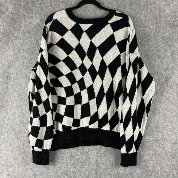 Disney Mickey Mouse Sweater Womens XXL Checkered Knit Graphics Pullover Retro - Picture 9 of 13